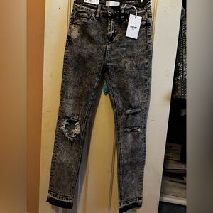 VERVET BY FLYING MONKEY Charcoal Distressed Skinny Jeans